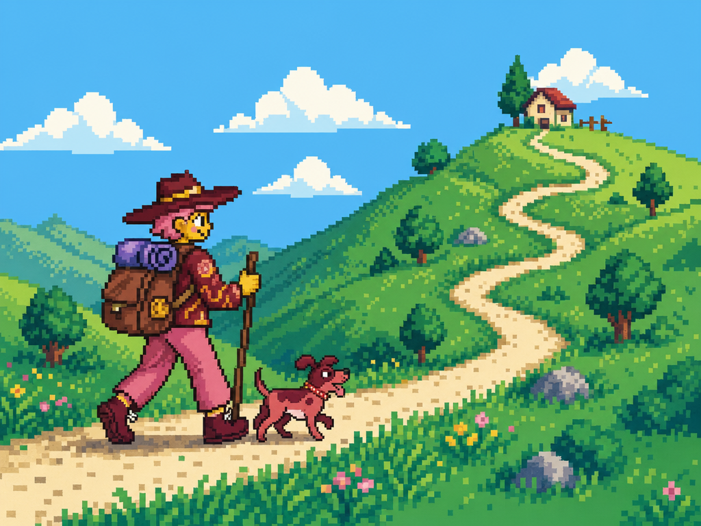 Painted illustration of a gamer in profile with quest progress bars, item icons and a soft RPG HUD glowing above them.